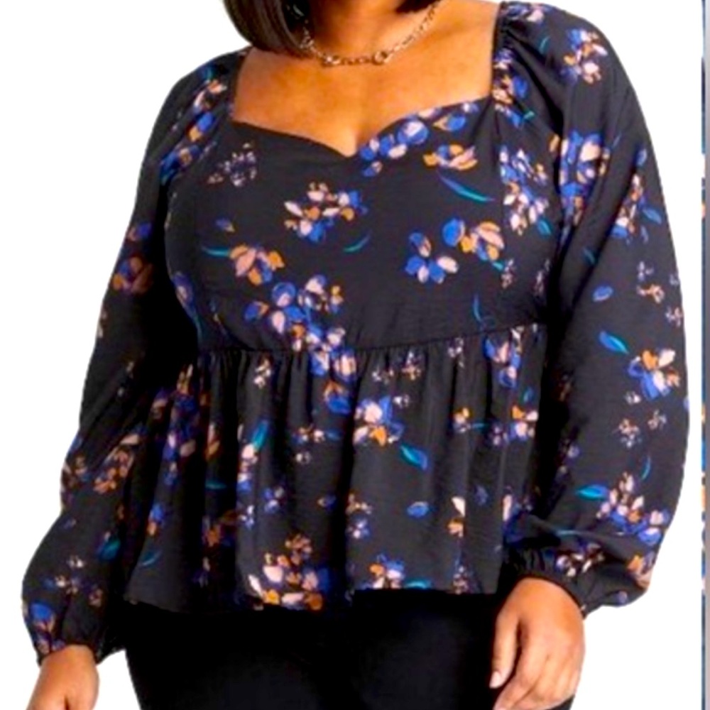 Ava & Viv Floral Peplum Top. Size 14, equivalent to 14X